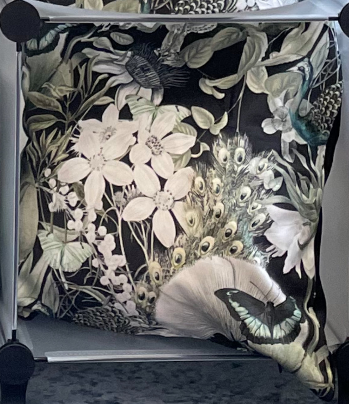 Butterfly & Peacock Velvet Cushion