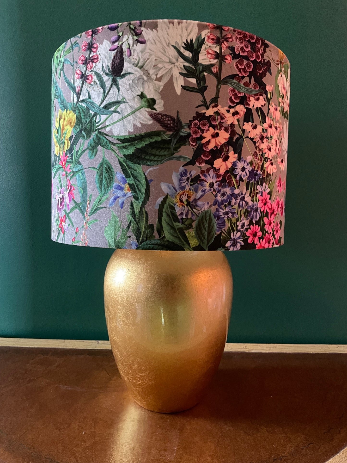 Floral Elegance Velvet Lampshade