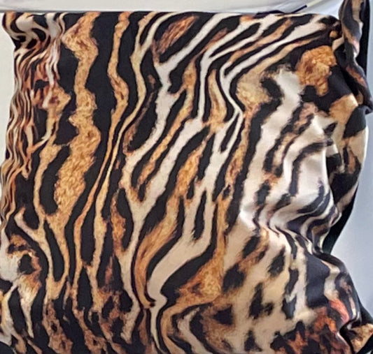 Tiger print velvet cushion